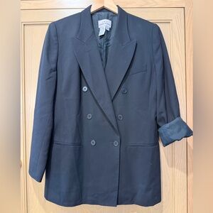 Vintage AKA Eddie Bauer Classic Black Blazer Double Breasted Lined Wool / 10